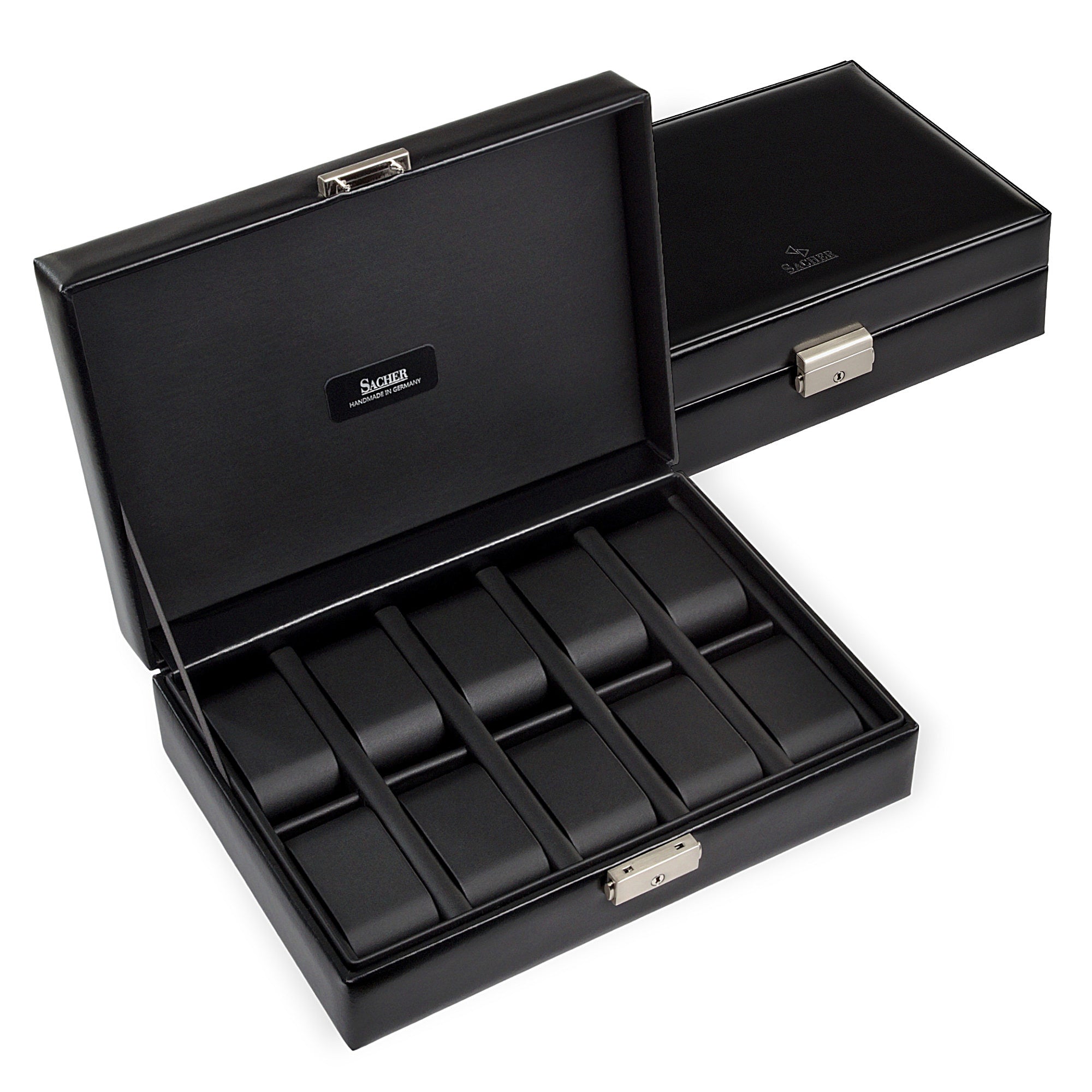 case for 10 watches black exclusive / black (leather) – Manufaktur SACHER  1846 | Offizieller Store