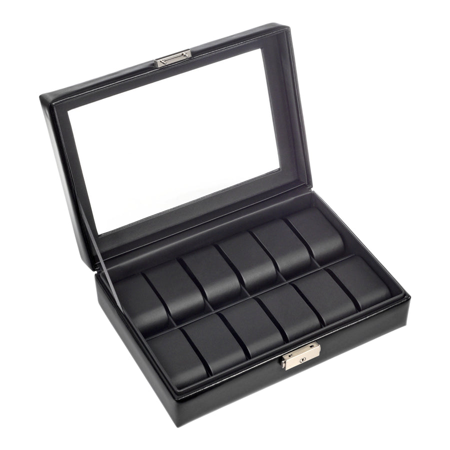 case for 12 watches black exclusive / black (leather)