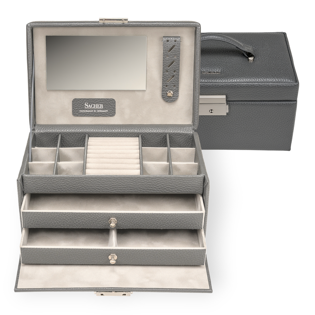 Jewelry box Emma granello / grey (full cowhide)