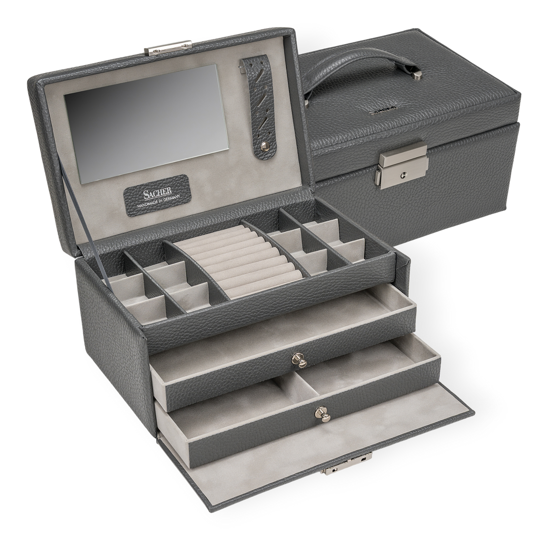 Jewelry box Emma granello / grey (full cowhide)