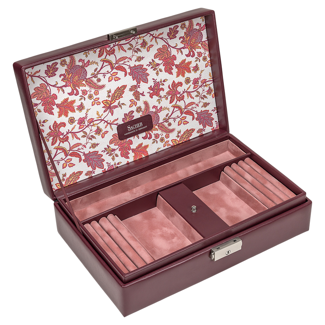 Schmuckkassette Ilka florage / bordeaux