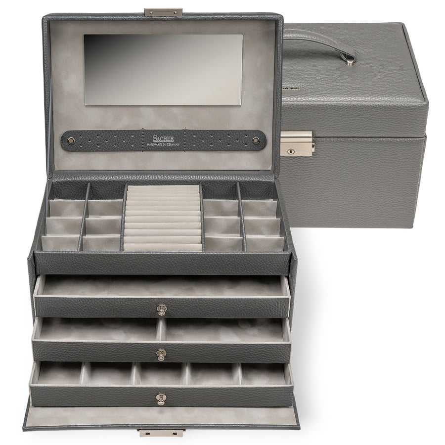 Coffret à bijoux Karen granello / gris (cuir de vachette pleine fleur)