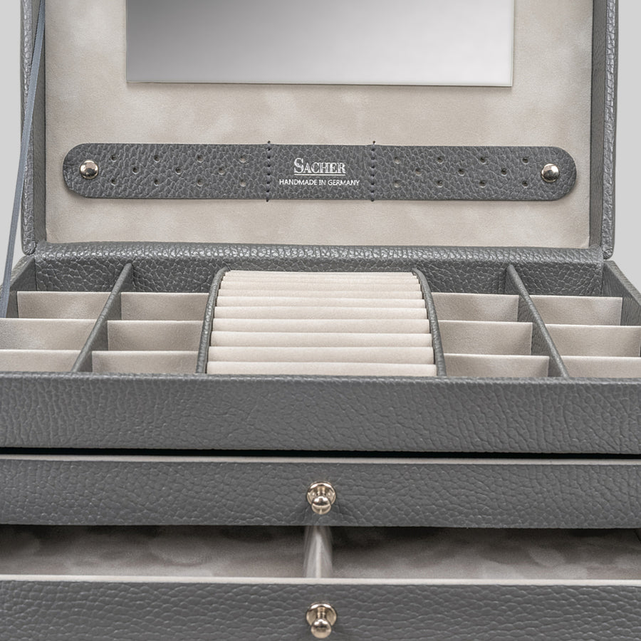 Coffret à bijoux Karen granello / gris (cuir de vachette pleine fleur)