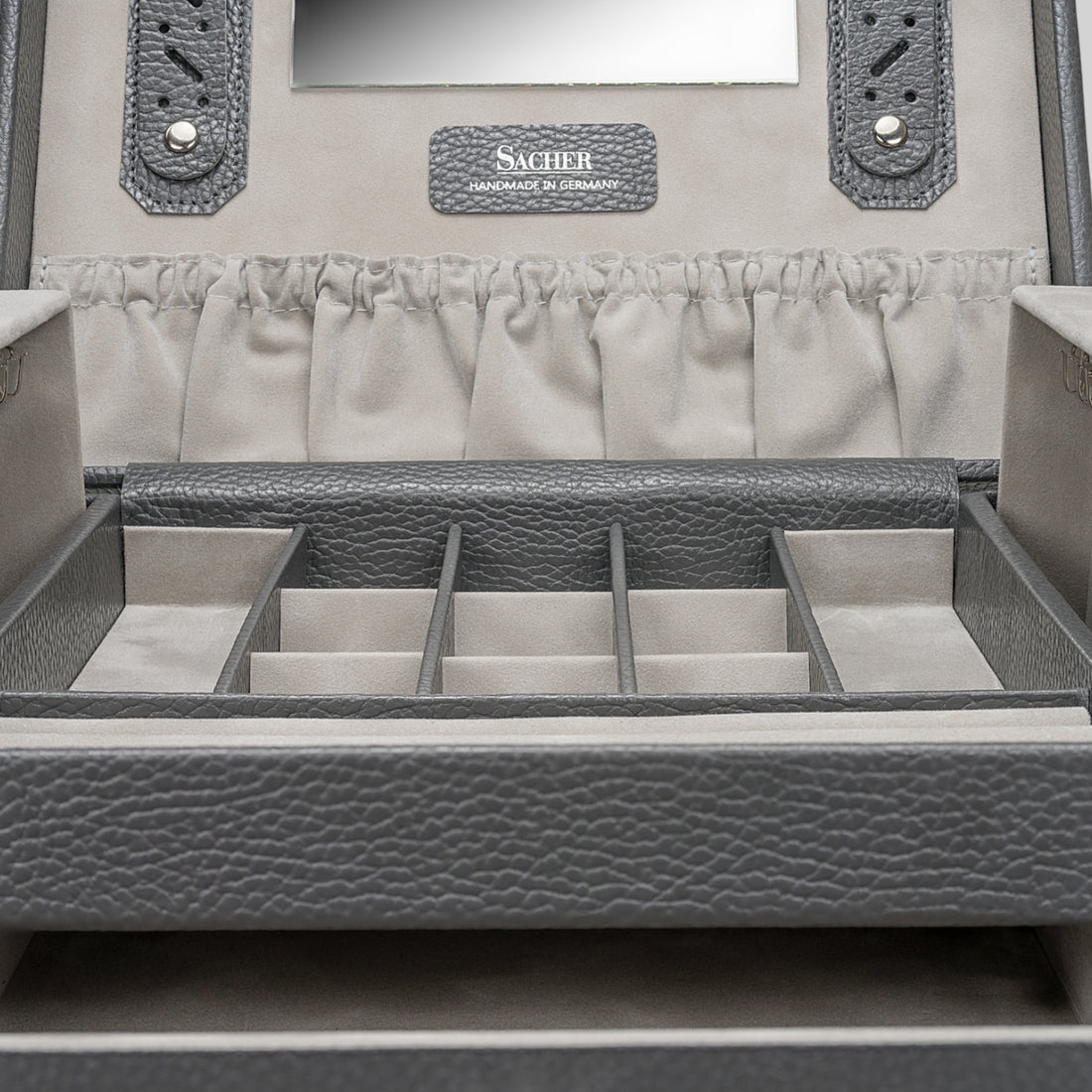 Coffret à bijoux Marta granello / gris (cuir de vachette pleine fleur)