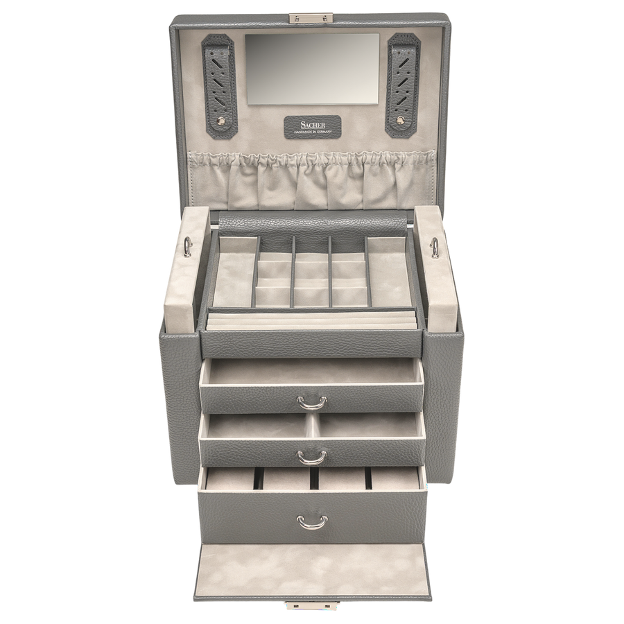 Coffret à bijoux Marta granello / gris (cuir de vachette pleine fleur)