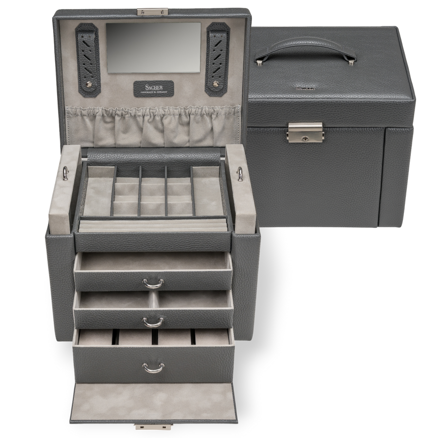 Coffret à bijoux Marta granello / gris (cuir de vachette pleine fleur)