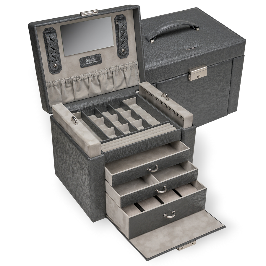 Coffret à bijoux Marta granello / gris (cuir de vachette pleine fleur)