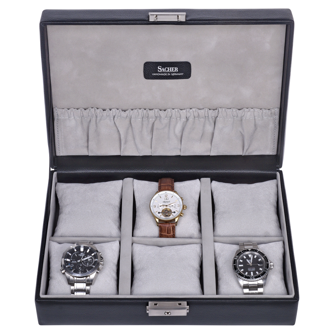 Horlogekast voor 6 horloges tamigi sport / zwart (leder)