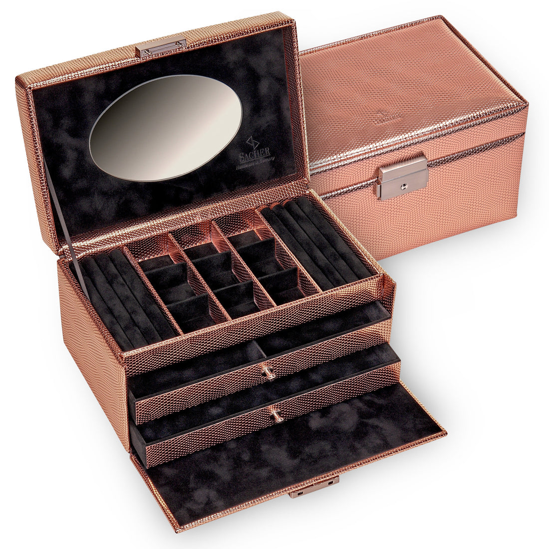 jewellery case Elly lagarto / rose gold – Manufaktur SACHER 1846 |  Offizieller Store