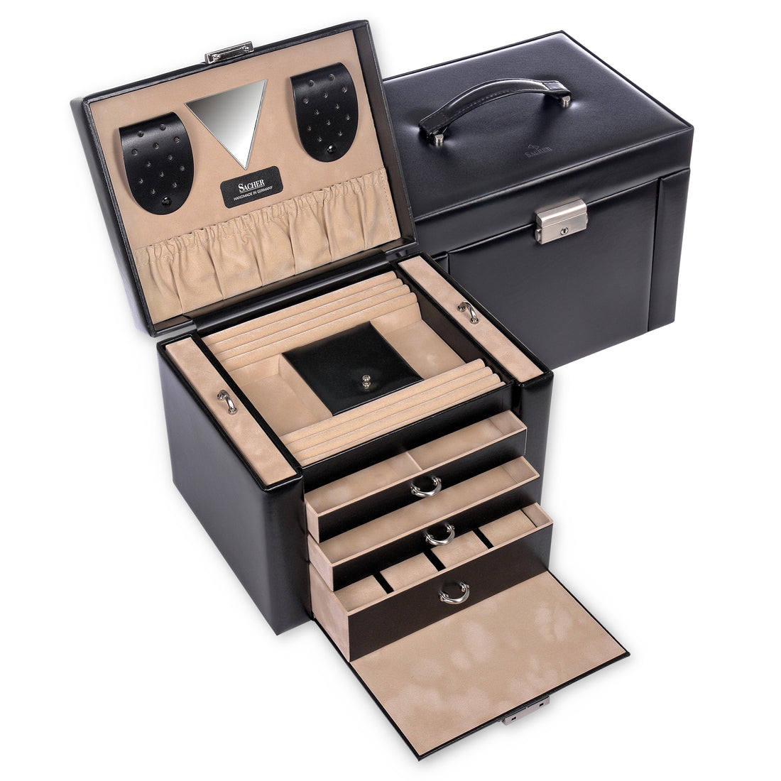 Schmuckkasten Maxima new classic / schwarz (Leder)