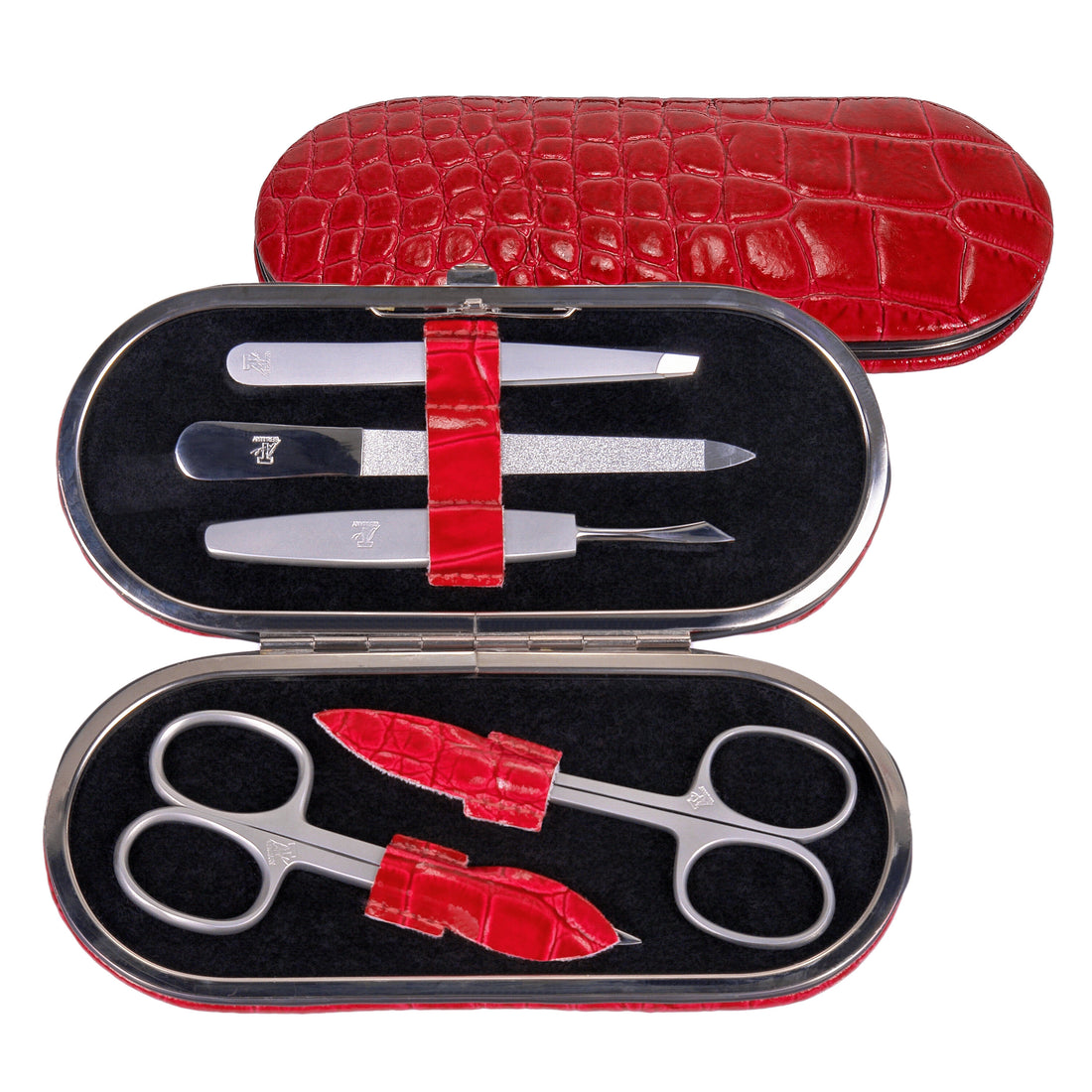 5-delige manicurekoffer manicureset / rood (leer)
