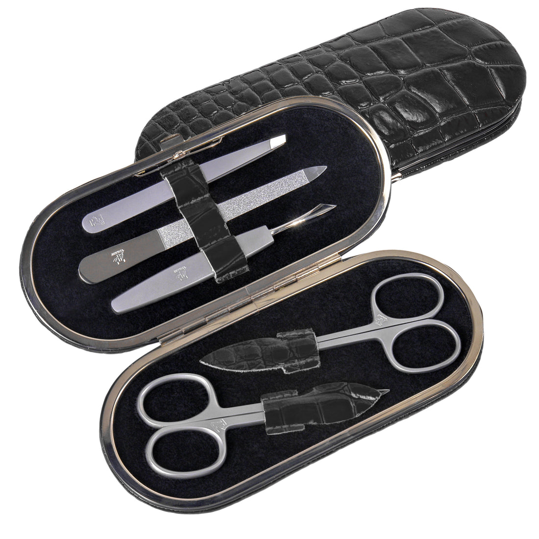 5-delige manicurekoffer manicureset / zwart (leer)
