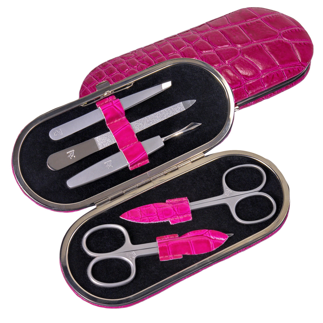5 pcs. manicure set Manikürenset / pink (leather)
