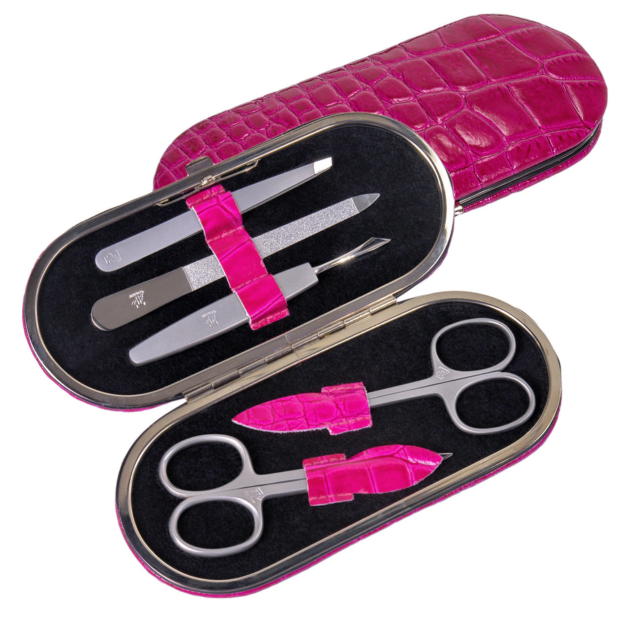 5-delige manicurekoffer manicureset / roze (leer)